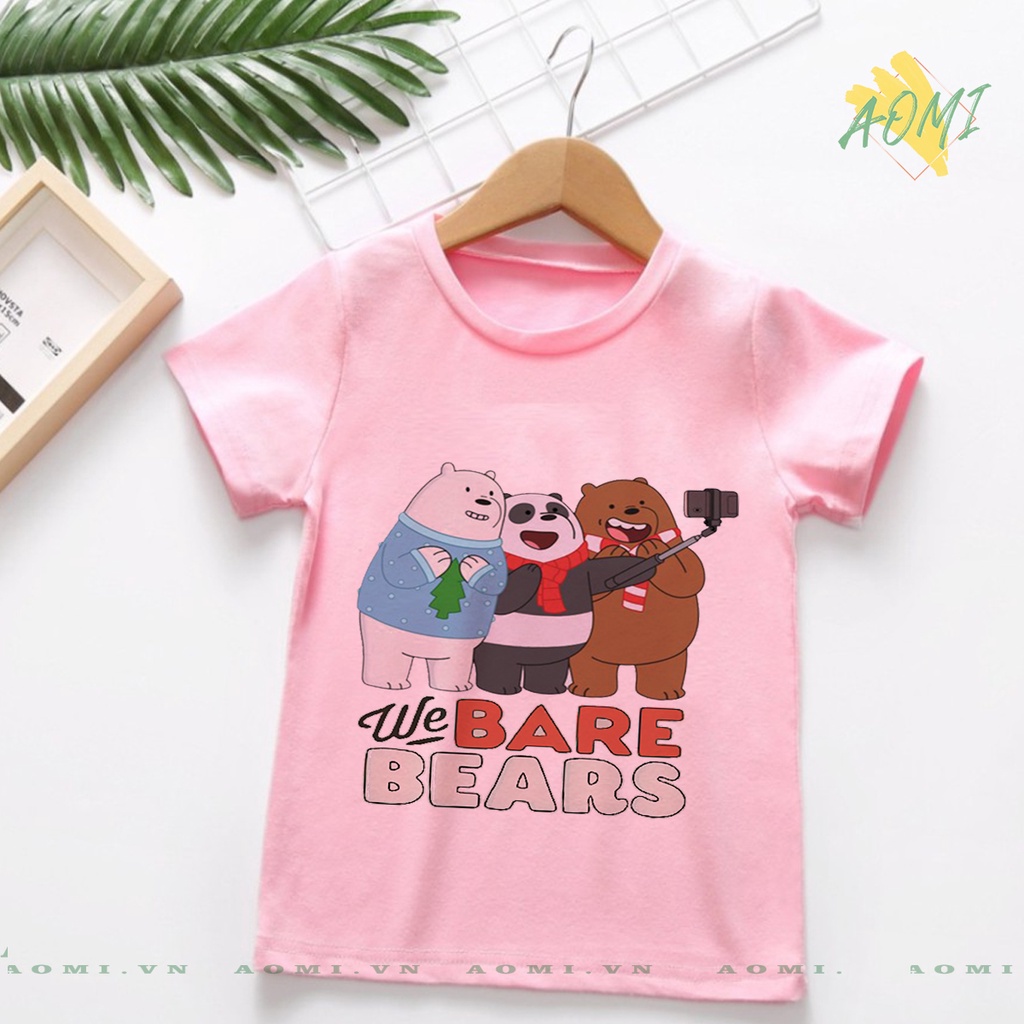 ÁO THUN Kawaii 3 chú gấu we are bear UNISEX PHÔNG HỒNG TAY NGẮN NAM NỮ GIA ĐÌNH CẶP ĐÔI SIZE TRẺ EM BÉ TRAI GÁI AOMIVN