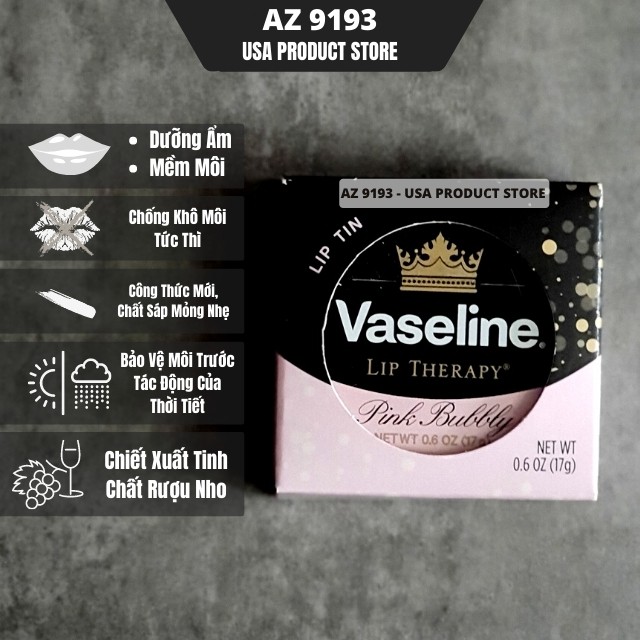 Son Dưỡng Môi VASELINE, Hộp Thiếc 17g - Dưỡng Ẩm, Chống Khô Môi Tức Thì, Bổ Sung Vitamin Giúp Mềm Min Môi - Az 9193