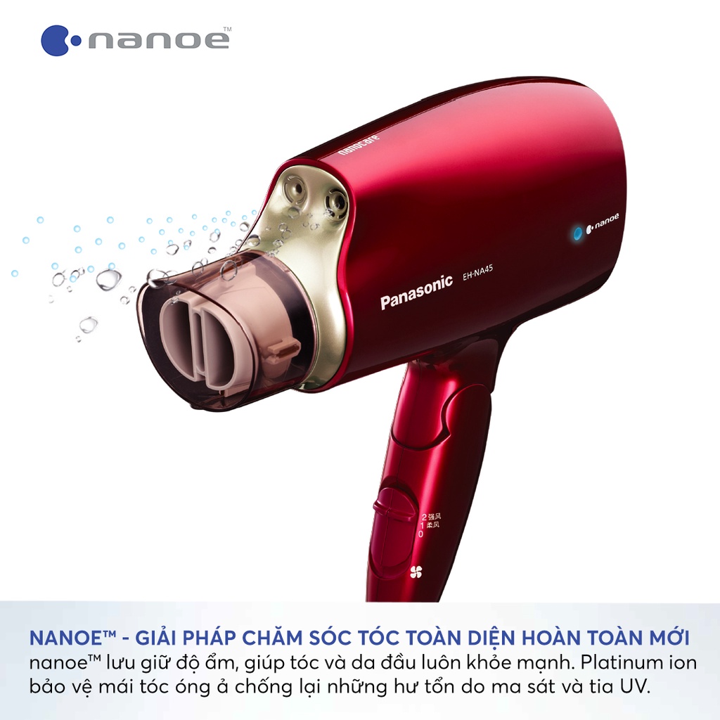 Máy sấy chăm sóc tóc Panasonic EH-NA45RP645 - Công nghệ nanoe dưỡng ẩm tóc - Công suất 1600W - BH chính hãng 12 tháng