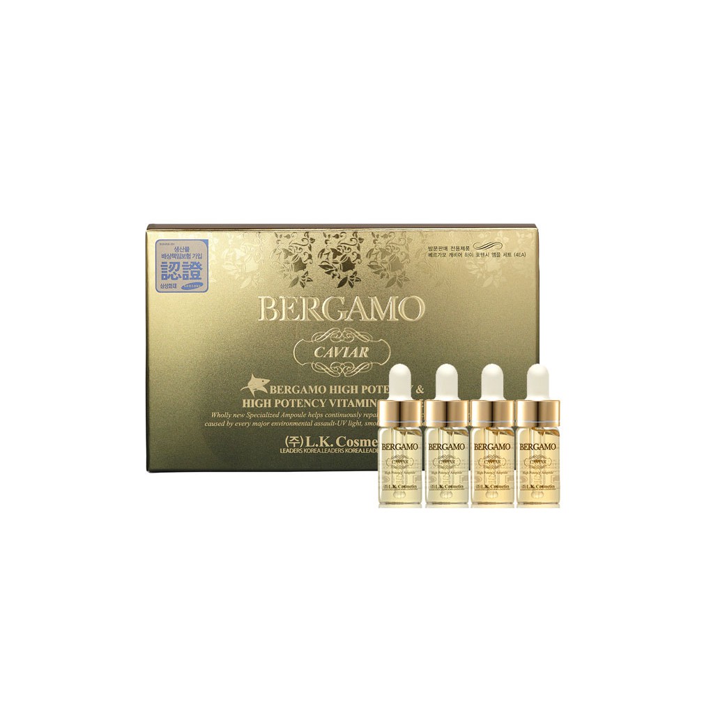 Bộ 4 serum chống lão hoá Bergamo Caviar High Potency Ampoule 13ml