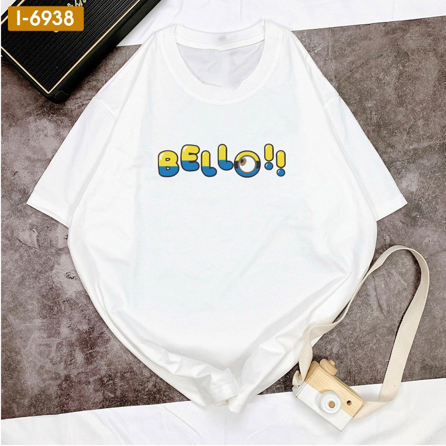 Áo Thun Unisex Nam Nữ Minion BELLO Cổ Tròn Cotton mềm