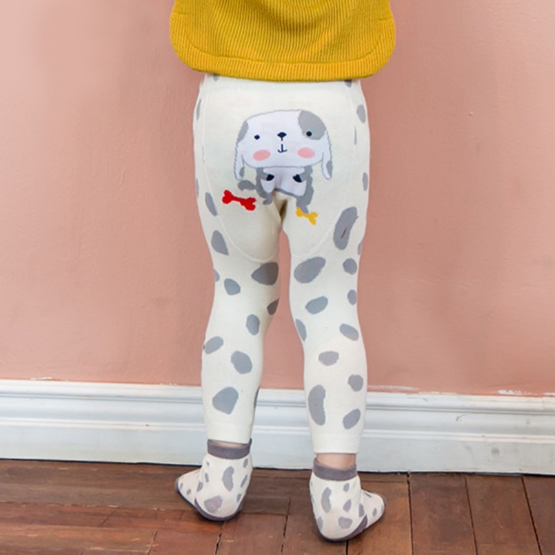 Set quần dài ôm kèm tất bằng cotton họa tiết con vật dễ thương giữ ấm cho bé yêu