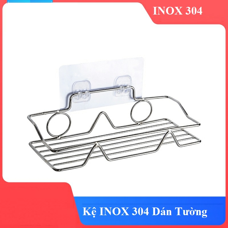 Kệ để gia vị nhà bếp - Kệ Inox dán tường gạch men để dầu gội sữa tắm siêu chắc - KT24cm