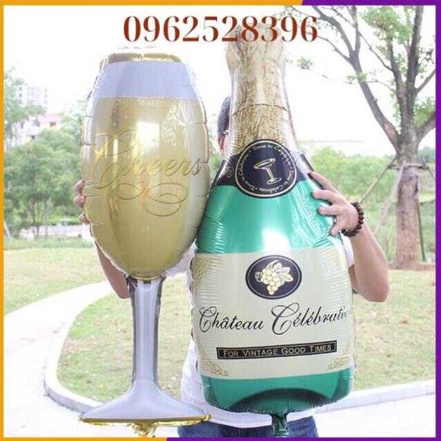 Bong Bóng Tráng Nhôm Hình Ly Và Chai Champagne