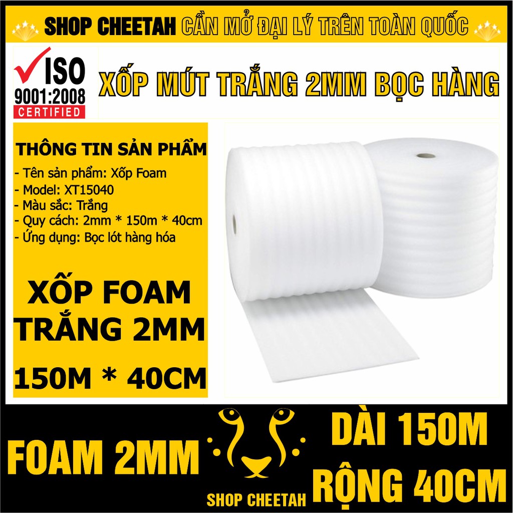 [Cuộn 150m x 40cm] Xốp mút trắng 2mm chống sốc cho hàng hóa dễ vỡ – Màng xốp Foam dùng trong vận chuyển hàng và lót sàn