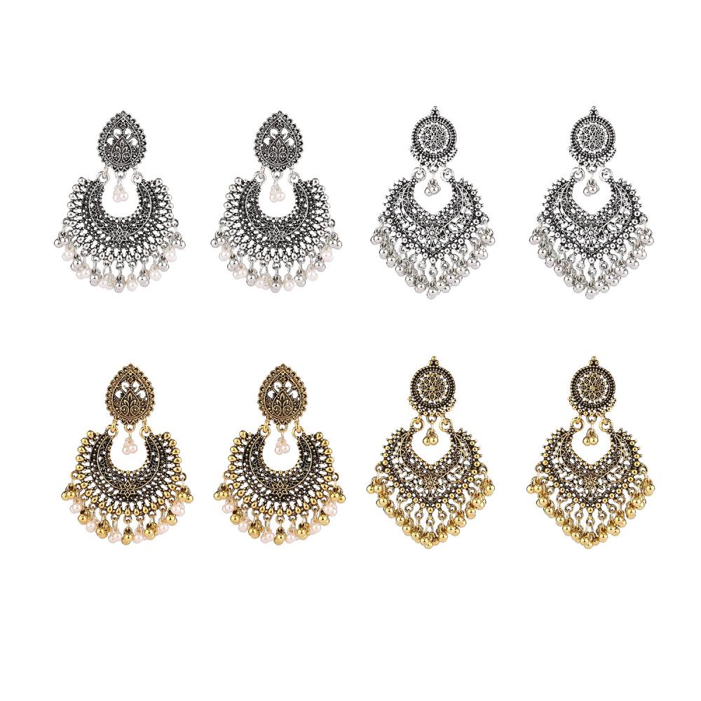 Khuyên Tai Tua Rua Hình Chuông Kim Loại Phong Cách Dân Tộc Cổ Điển