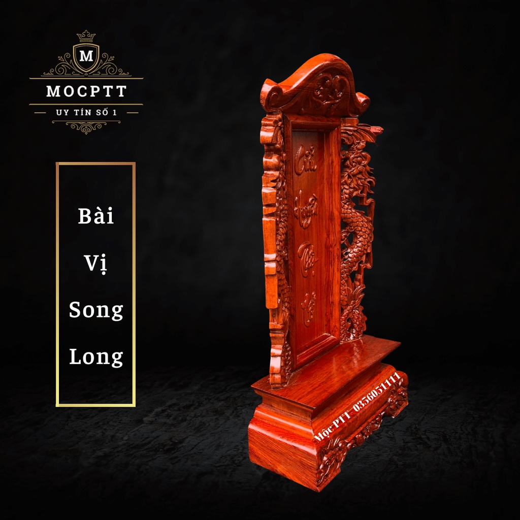 Bài vị Song Long gỗ Hương Cao 41 51 Cm
