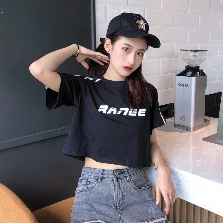 ÁO THUN CROPTOP RANGE SỌC KẺ ULZZANG ĐEN TRẮNG ĐỎ