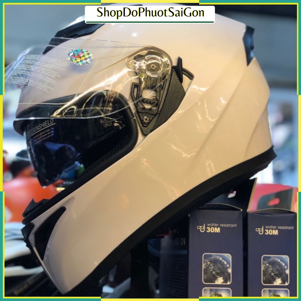 Mũ bảo hiểm fulface jiekai 2 kính màu trắng