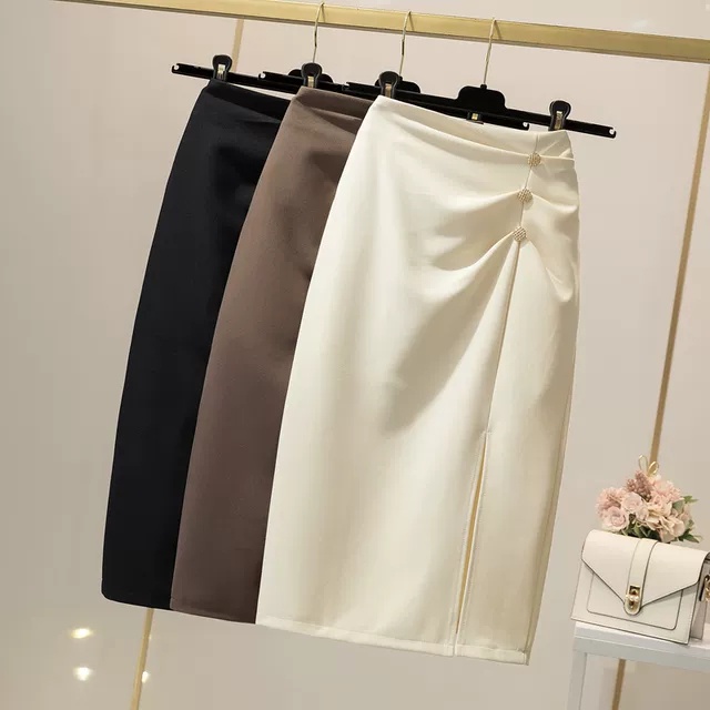 chân váy A phối cúc, chân váy chữ A dáng dài 70cm chất mịn thoáng mát không bám bụi