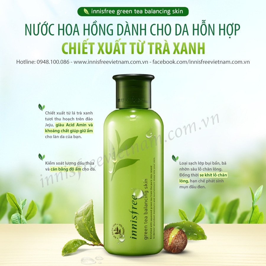 Nước Hoa Hồng Innisfree Trà Xanh Green Tea Balancing Skin EX 200ml