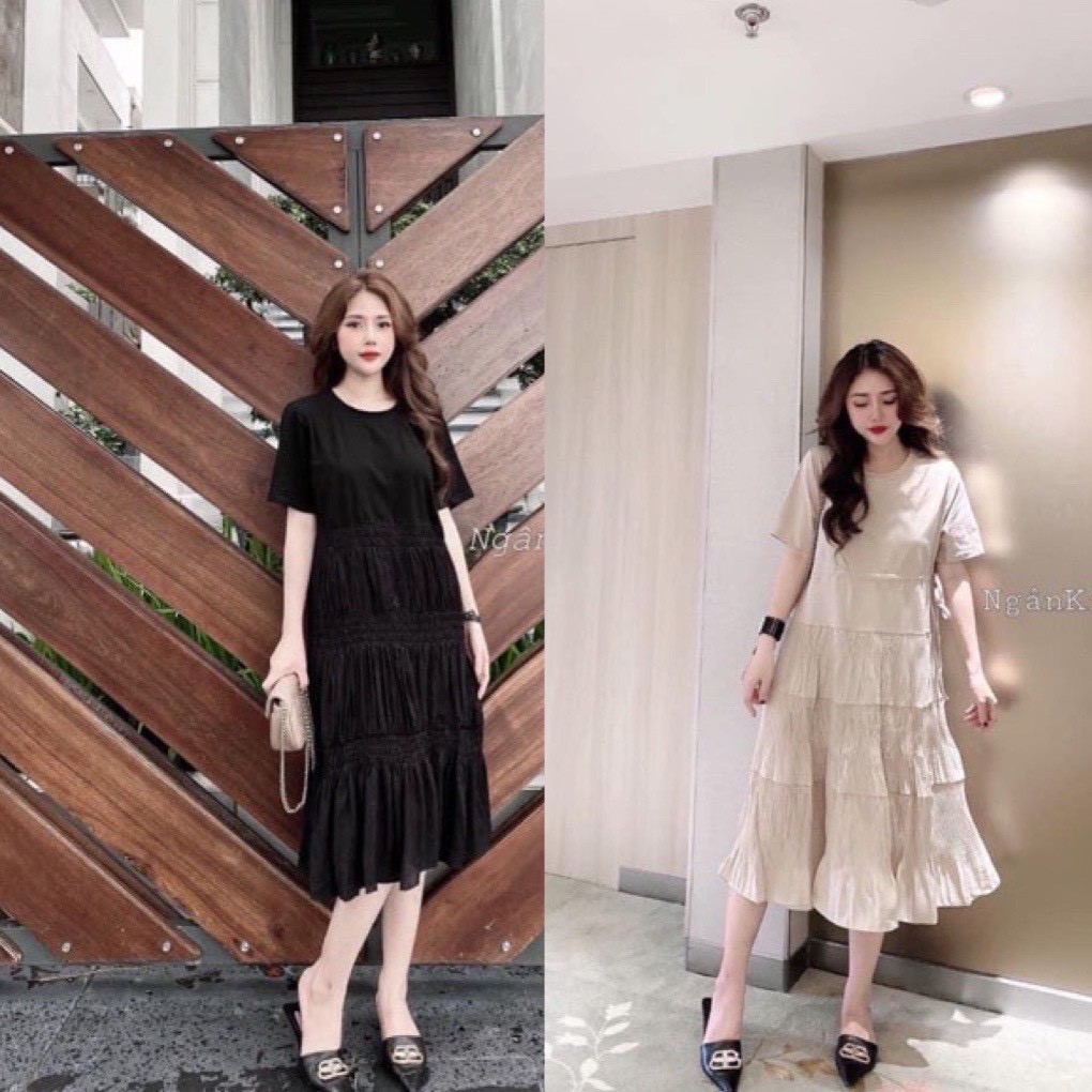 Váy bầu thời trang cao cấp chất COTTON PHA VOAN trẻ trung năng động V220
