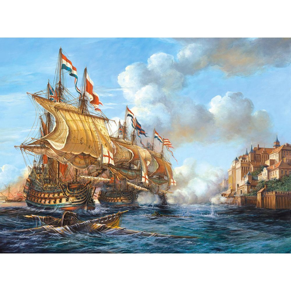 (sẵn) Tranh ghép hình 2000 mảnh &quot;Battle of Porto Bello, 1739&quot;, Castorland