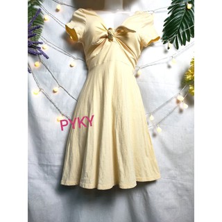 🌺DTB189011543 ĐẦM XÒE CỘT NƠ VÀNG🌺