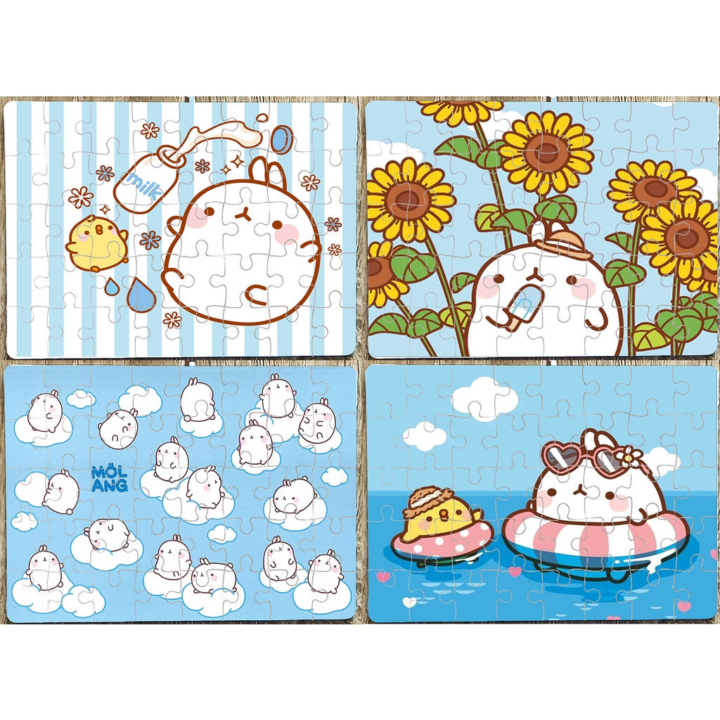 tranh ghép hình ba anh em gấu A5 40 mảnh TGHI4 cute molang pusheen gấu brown tonton bé đào khủng long hoàng đế mèo capoo