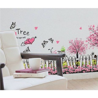 Decal Dán Chân Tường Hoa Cây Tím