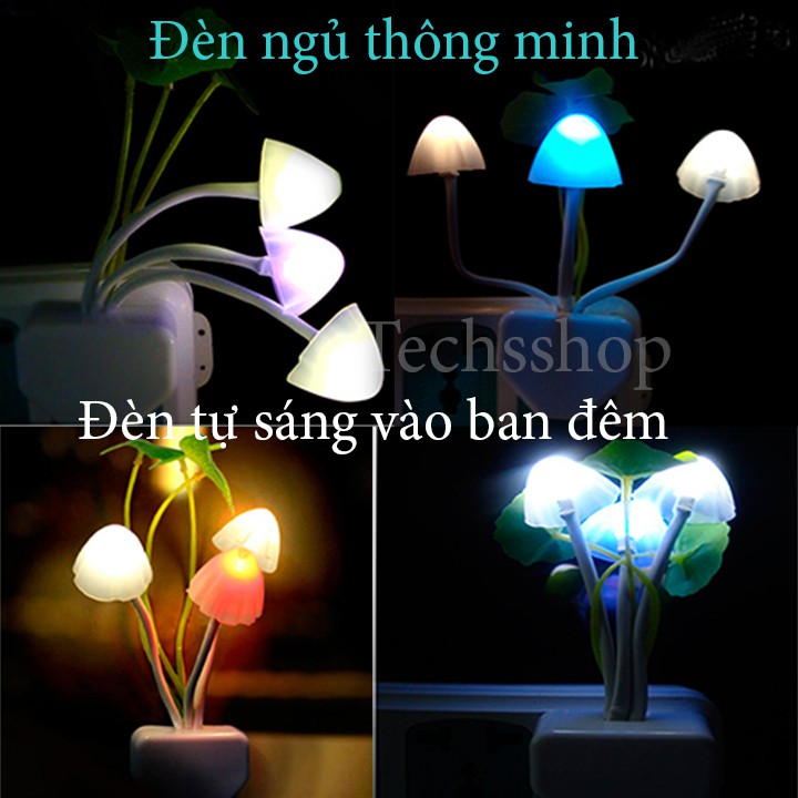 Đèn ngủ thông minh hình cây nấm - đèn ngủ sáng tắt tự động - tiện lợi