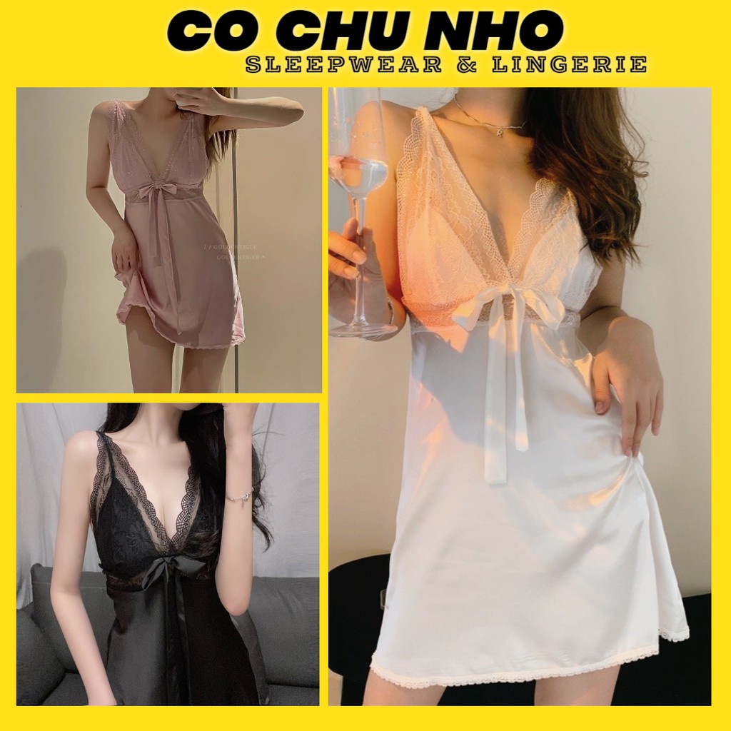 ♥️Q11.HCM ♥️[LL 157] - VÁY NGỦ SATIN PHỐI REN SEXY - ĐẦM  NGỦ SATIN LỤA GỢI CẢM - cô chủ nhỏ