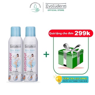 Bộ 2 xịt khoáng Evoluderm atomiseur eau pure dưỡng ẩm cấp nước cho da 150ml x2