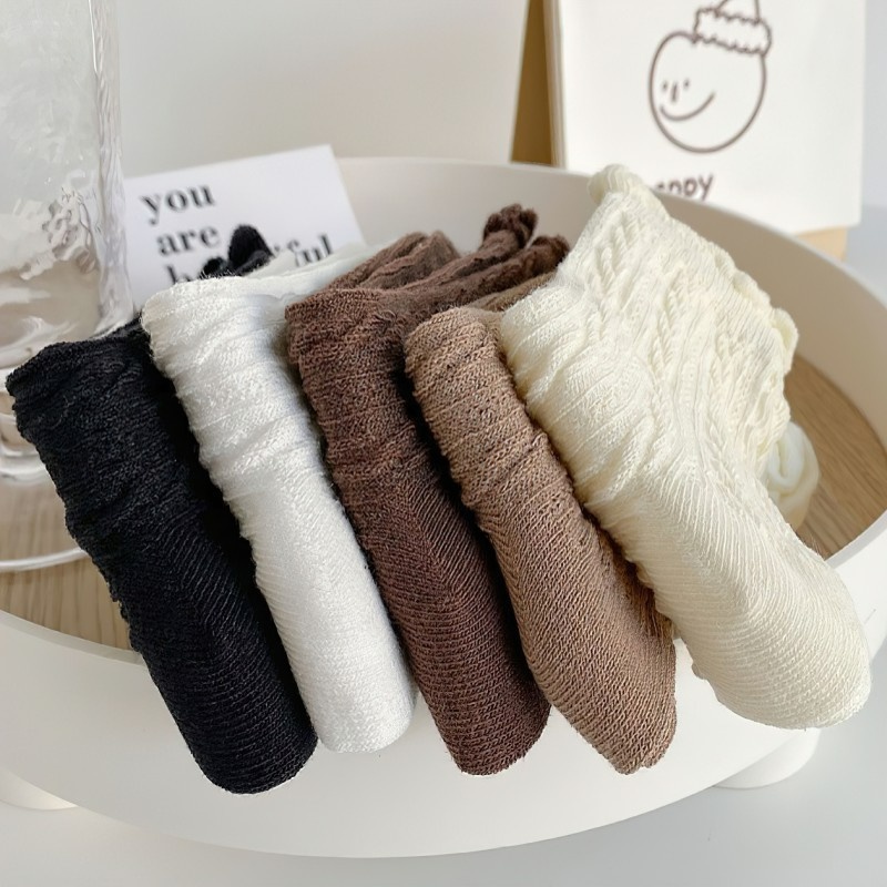 1 Đôi Vớ Cotton Cổ Trung Phối Ren Thoáng Khí Mềm Mại Chống Ma Sát Phong Cách Hàn Quốc Dễ Thương Cho Nữ