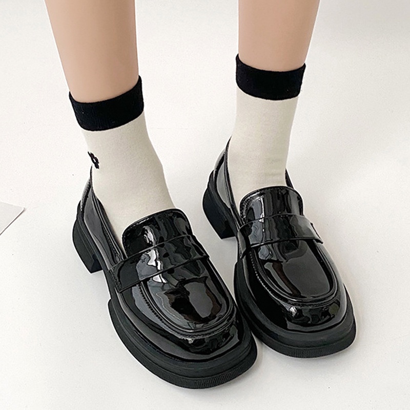 Giày Lười Da Đế Dày Phong Cách Anh Quốc Thời Trang Cho Nữ Size 35-39