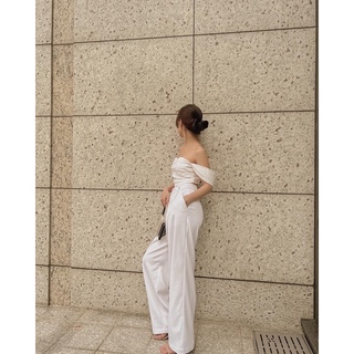 AMY TROUSERS - Quần suông cạp cao 2 ly hack dáng (trắng)