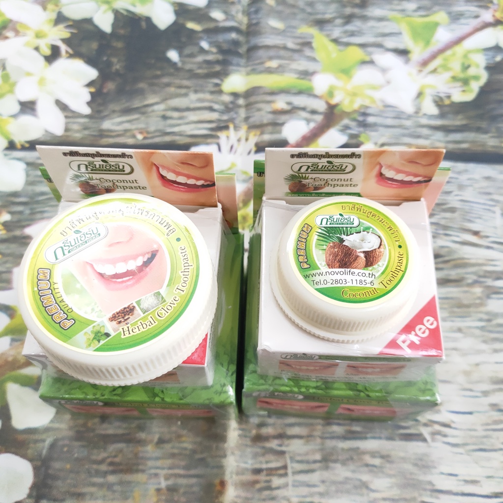 Kem Tẩy Trắng Răng Thái Lan Green Herb hũ lớn tặng hũ nhỏ