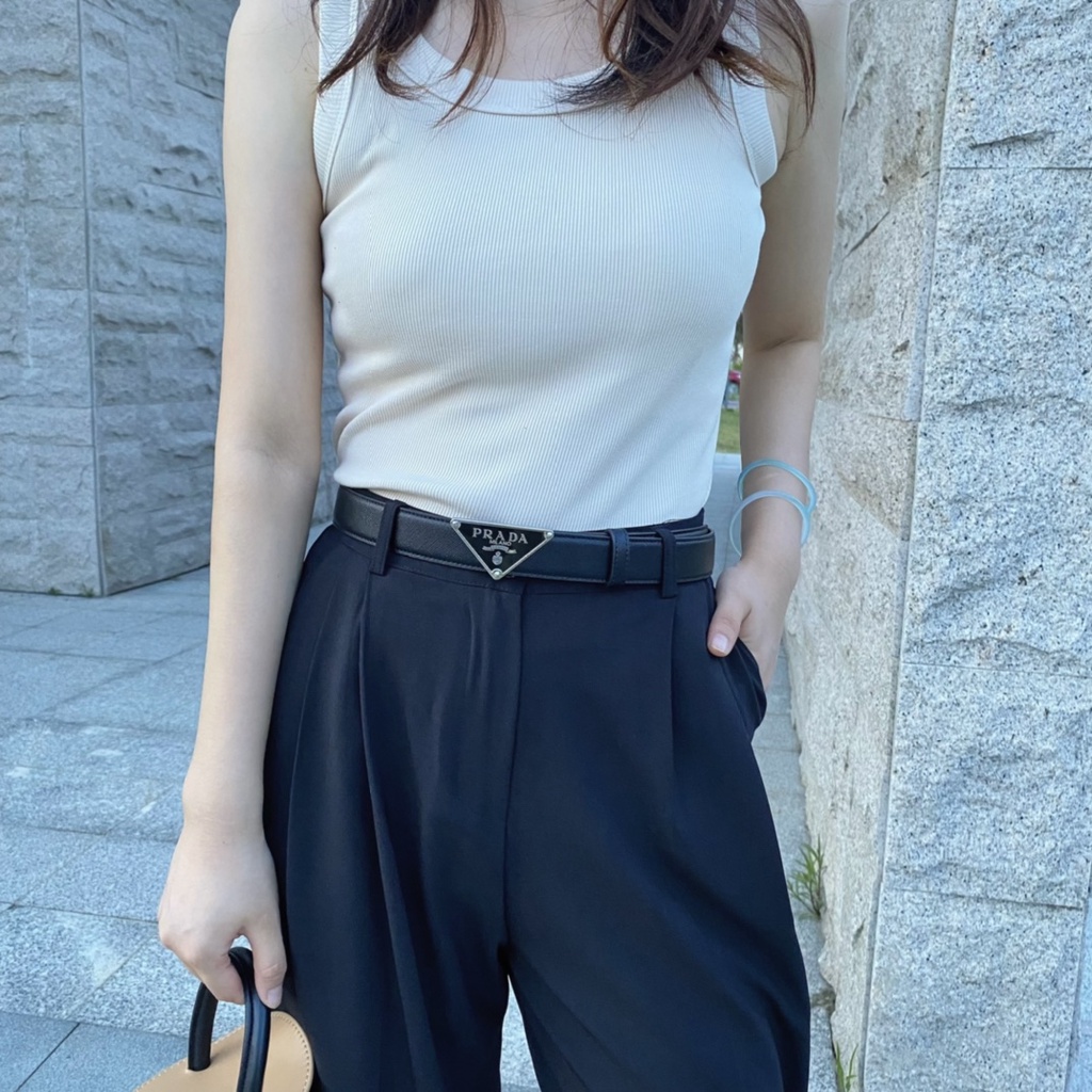 Thắt Lưng Da 110cm Có In Logo Hình Tam Giác Cá Tính Cho Nữ