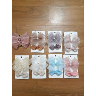 Set cặp nơ voan nhũ kèm kẹp nơ lụa hàn