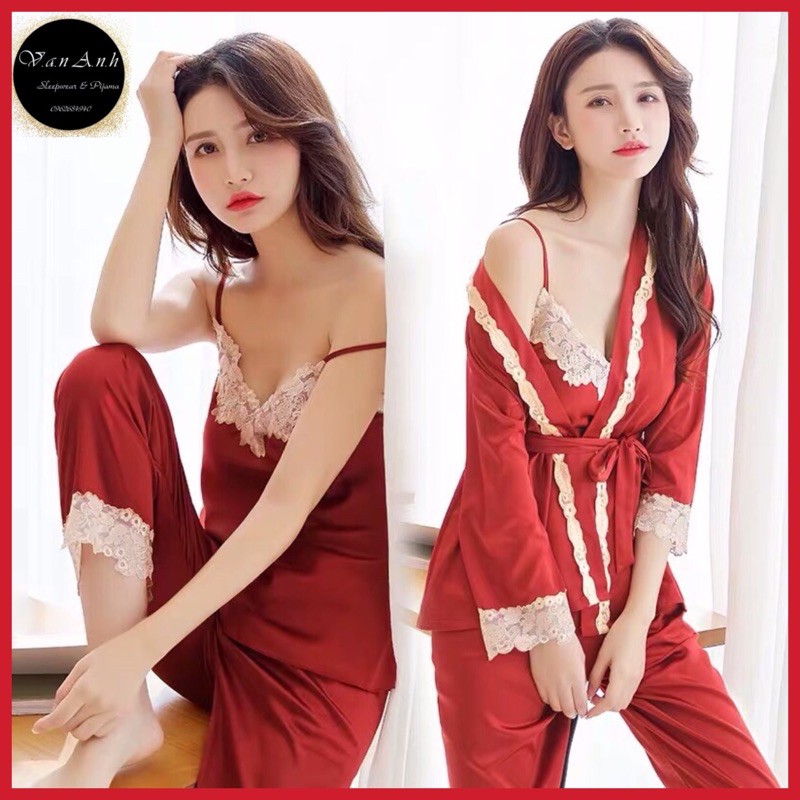 Áo Choàng Ngủ KIMONO Lụa Satin Cao Cấp - Bộ Ngủ Sexy 2 Dây