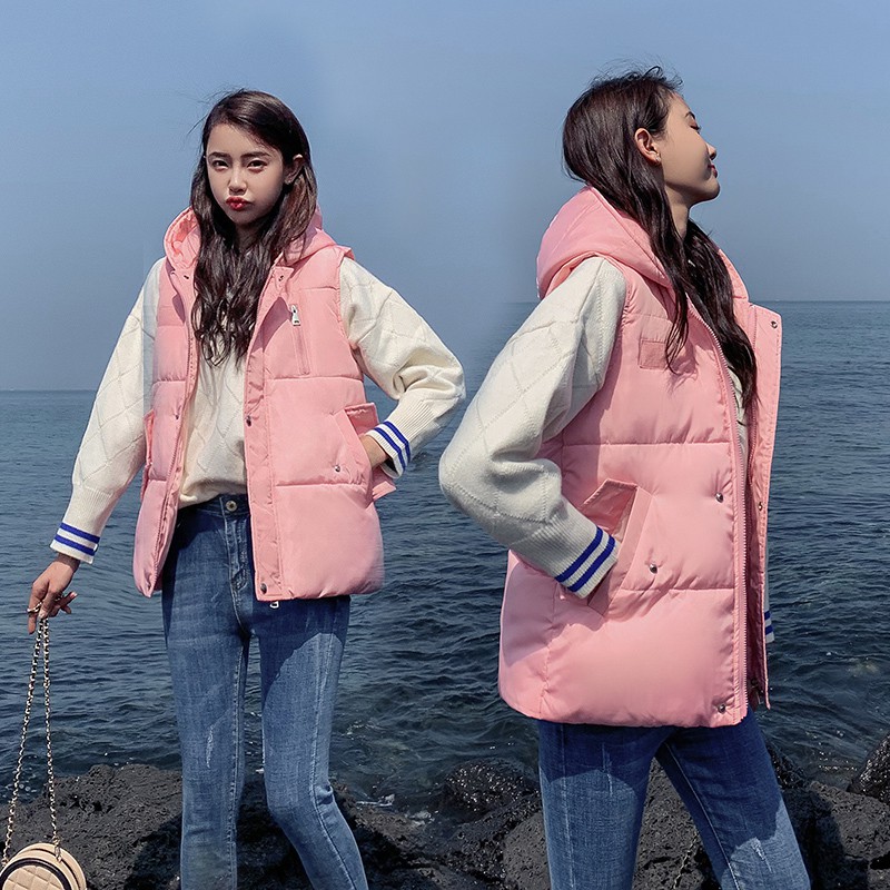 Áo Khoác Phao Không Tay Có Mũ Trùm Đầu Chất Liệu Cotton Ấm Áp | BigBuy360 - bigbuy360.vn