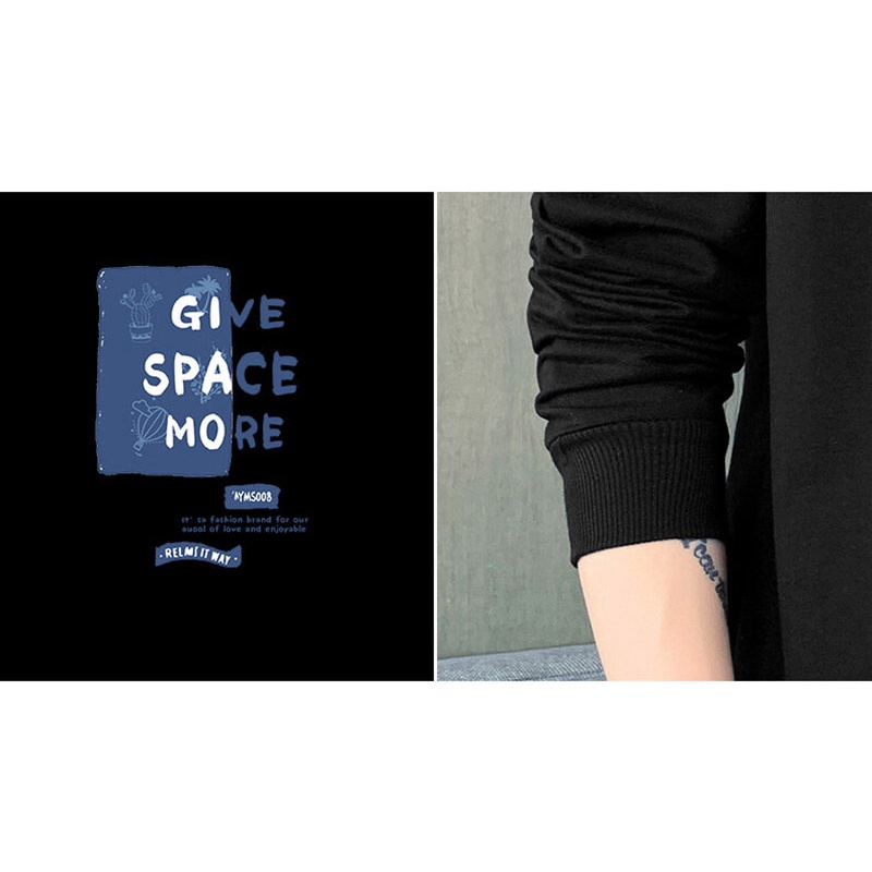 Áo Thun Nam Dài Tay Dáng Rộng In Chữ Phong Cách Hàn Quốc