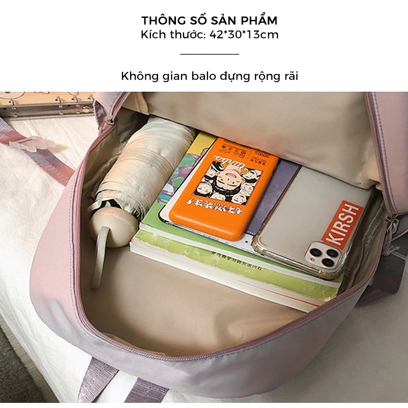 (Kèm Sticker) Balo Học Sinh Sinh Viên Phong Cách Nhật Bản 3 Ngăn Túi Hộp Trong Xinh Xắn C1480