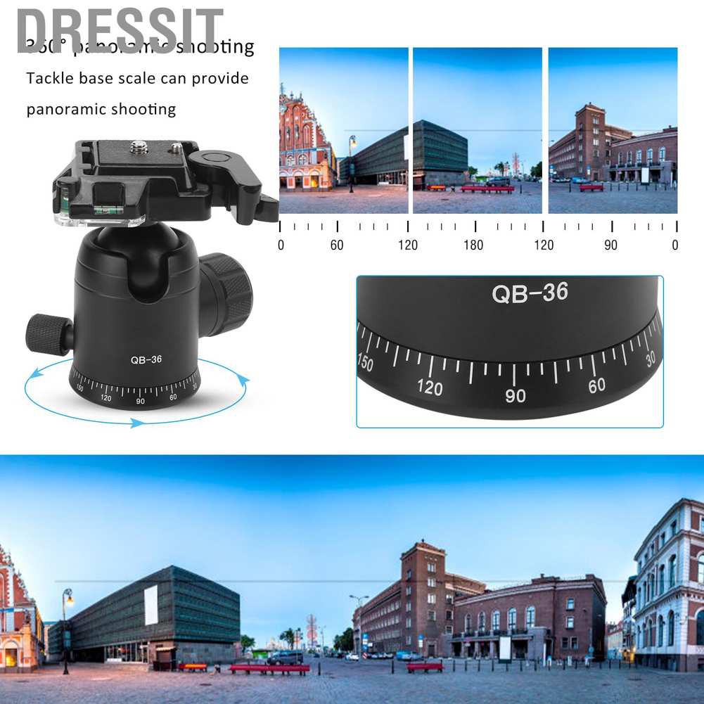 Dressit QB‑36 Ball Head Camera Stand Photo Tripod 360° Rotator Panoramic Shooting