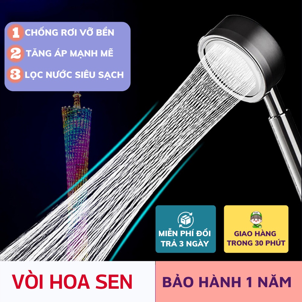 Vòi Hoa Sen Tăng Áp Vòi Sen Inox 304 Không Gỉ Cao Cấp Siêu Tiết Kiệm Nước ATILA SHOP