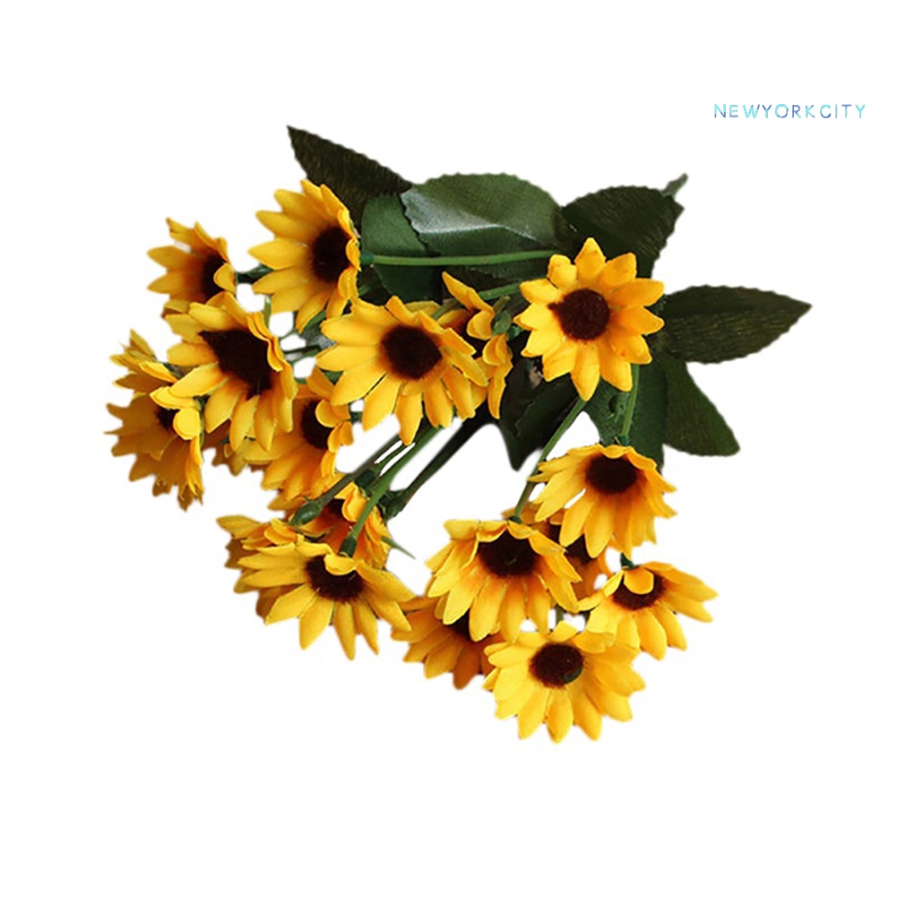 1 Bó 15 Đầu 7 Nhánh Hoa Hướng Dương Nhân Tạo Bằng Lụa Cho Trang Trí