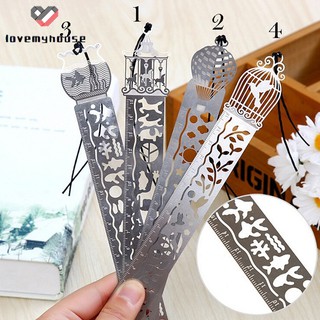 1 cây thước kiêm bookmark siêu mỏng bằng kim loại khoét rỗng tạo hình thế giới cổ tích sáng tạo đẹp mắt Maxell-ly