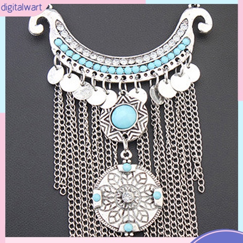 Vòng cổ Hợp Kim Dáng Dài Đính Đá Ngọc Lam Phong Cách Bohemian