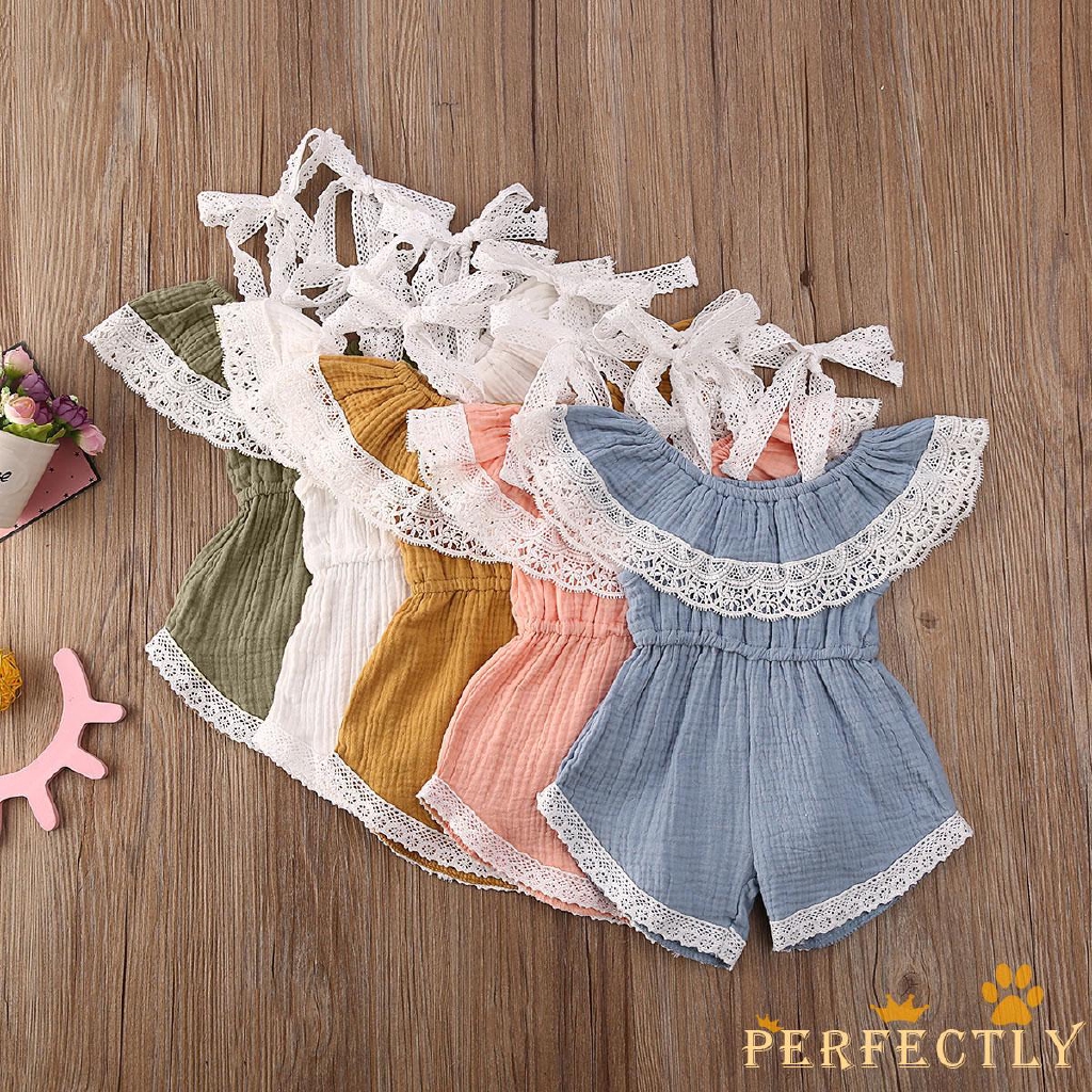 Newborn Baby Girls off shoulder sleeveless Romper