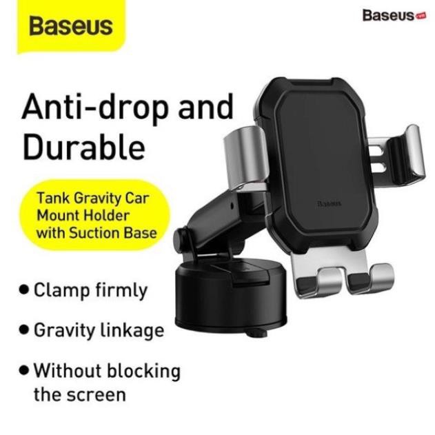 Giá đỡ điện thoại hút chân không dùng gắn kính hoặc táp lô trên xe hơi Baseus Tank Gravity Car Mount