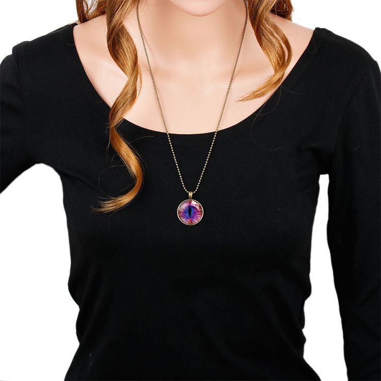 Vòng cổ Mặt Kính Đá Mắt Mèo Khủng Long