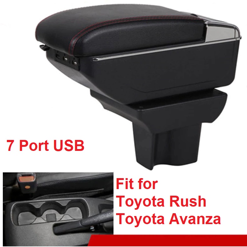 Hộp tỳ tay, đệm tỳ tay lắp cho xe Toyota Rush và Toyota Avanza tích hợp 7 cổng USB, Armrest box for Toyota