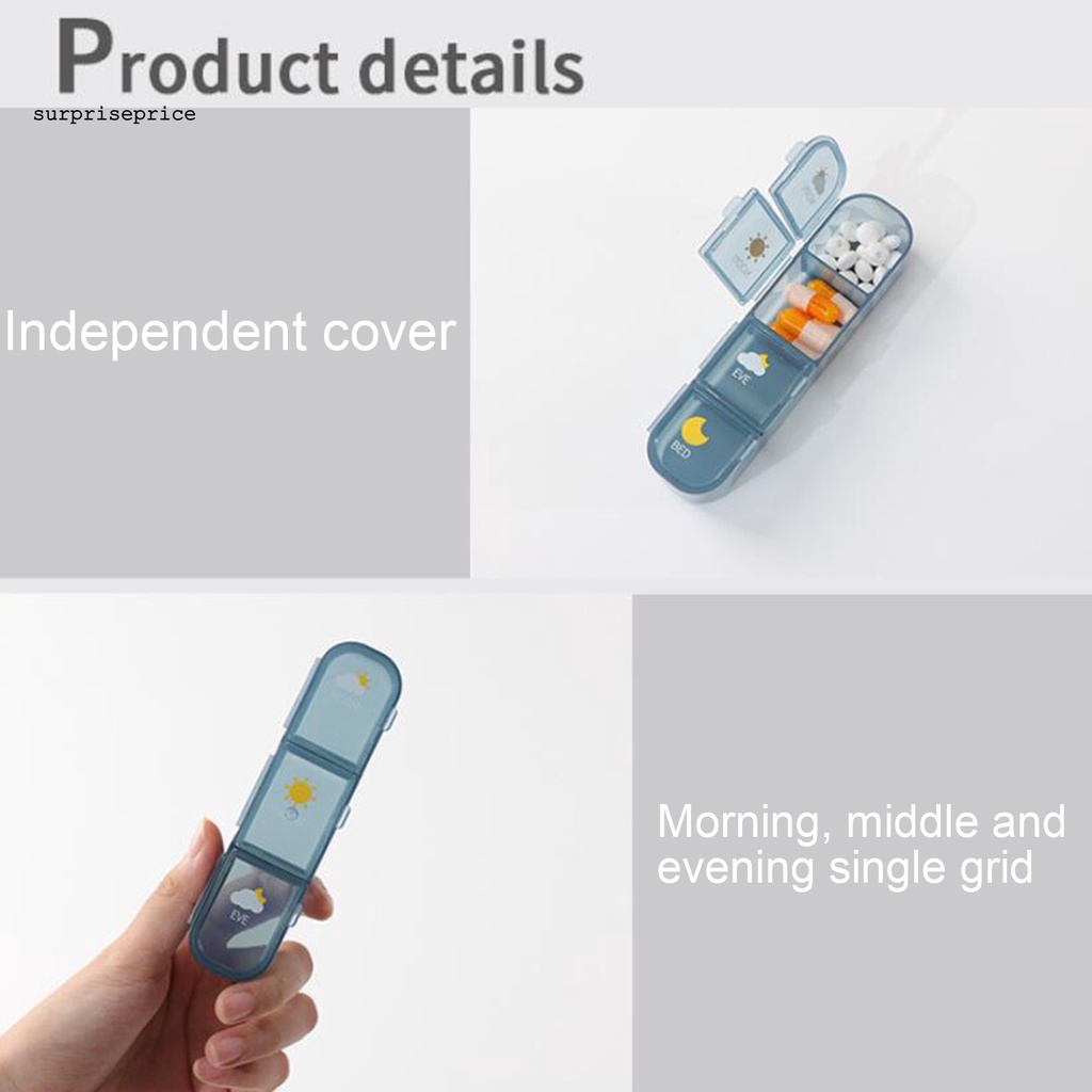 SPA Lidded Pill Holder 7-day Vitamin Pills Organizer Reusable Household Supplies