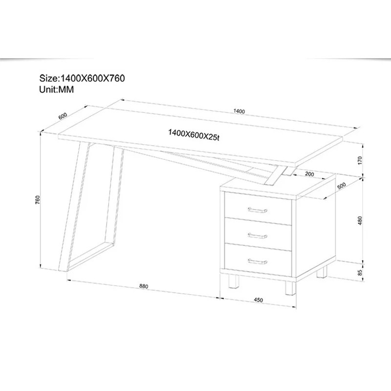 Bàn học gỗ, bàn làm việc văn phòng thiết kế hiện đại 1m4 (BH-43)