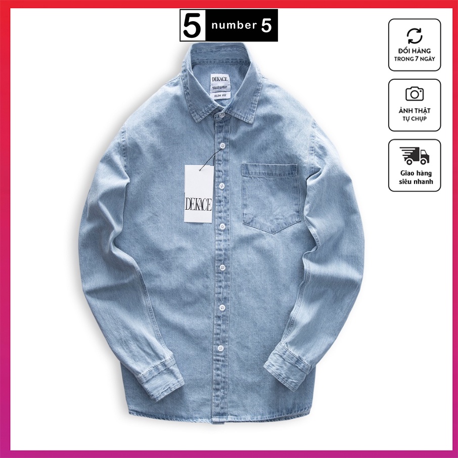 Áo Sơ Mi Denim Nam Cao Cấp Vải Dày Co Giãn
