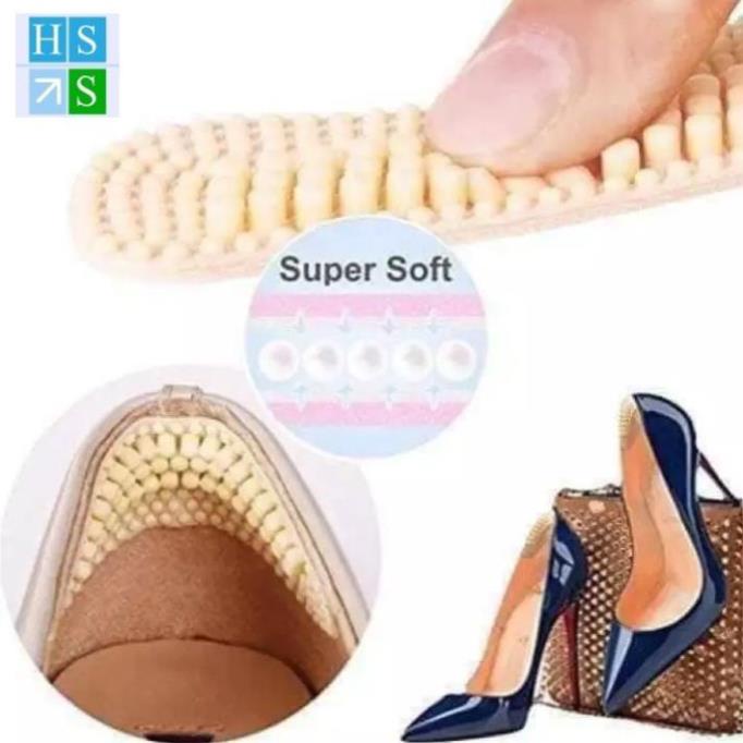 (1 Đôi) 2 Miếng đệm lót giày silicon 4D chống đau chân, Lót gót giầy êm ái chống trày gót chân (Mầu Vàng da hoặc Đen)