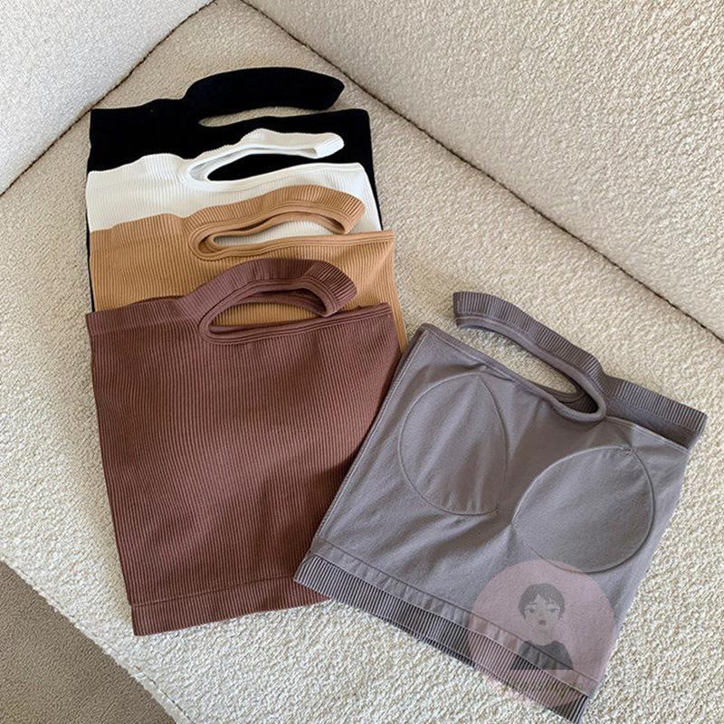 Áo Dệt Kim Sát Nách Hở Rốn Màu Trơn Có Đệm Ngực Thời Trang Cho Nữ