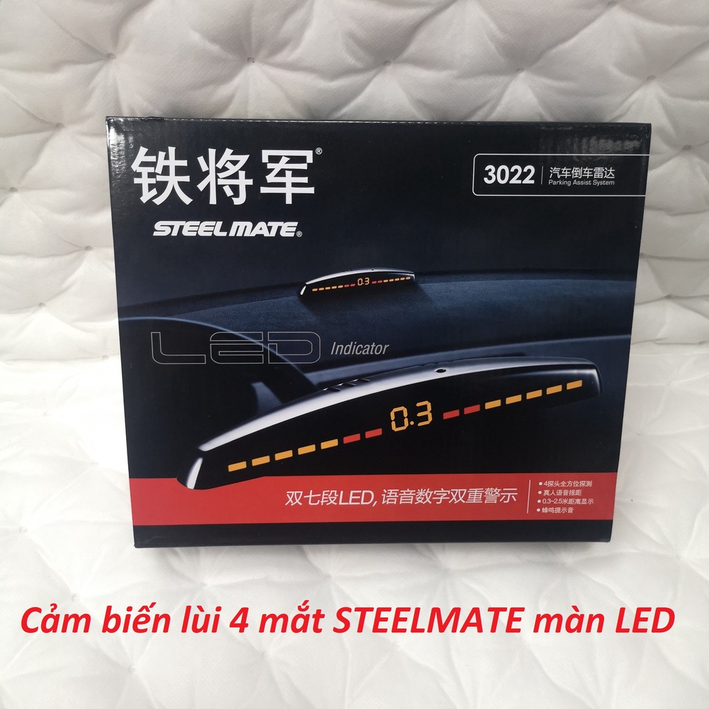 Cảm biến lùi 4 mắt Steelmate 3022 màn hình led gọn gàng cảm biến nhậy siêu chuẩn