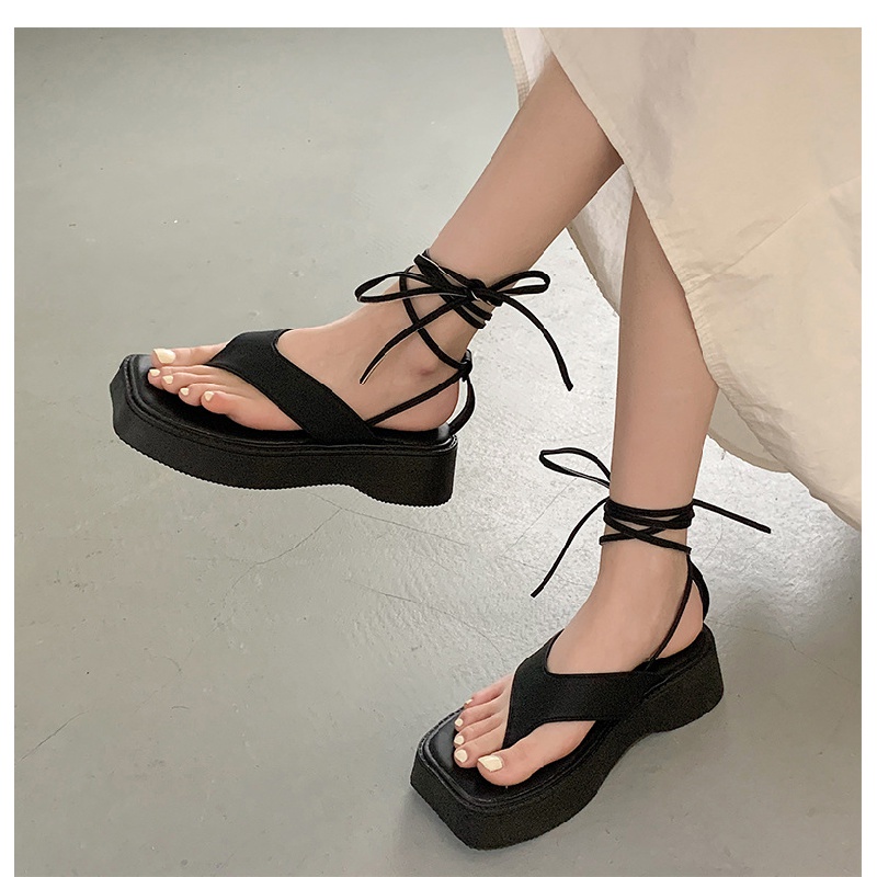 Giày Sandal Thắt Dây Đế Dày Phong Cách La Mã Cổ Điển Thời Trang Mùa Hè Hàng Mới Dành Cho Bạn Nữ 2022