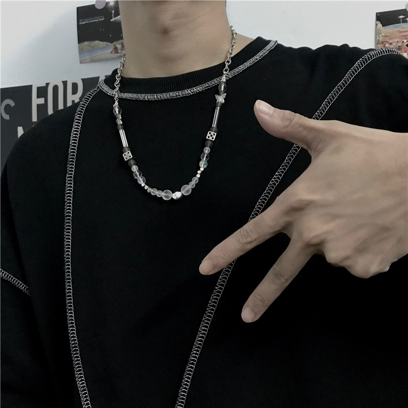 Dây chuyền mặt bướm xúc xắc phong cách hip hop Hàn Quốc đa năng cho nam nữ 22487